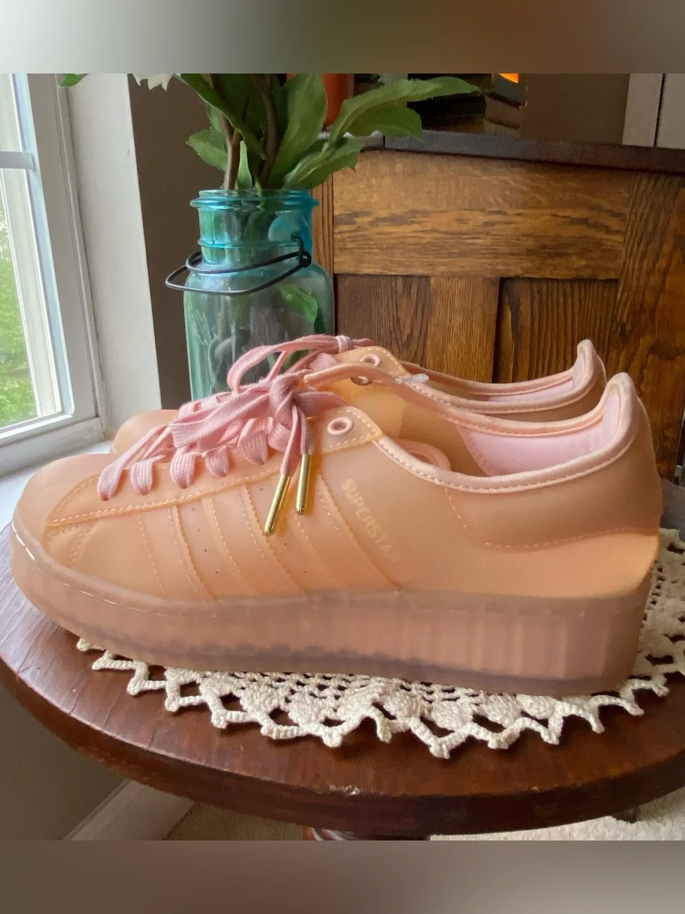 NWT! Adidas SUPERSTAR Gazelle Shell-Toe Campus Jelly Peach Platform Shoes NEW!!